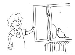 Dessin : Atmo ouvre la fenêtre pour améliorer la qualité de l'air intérieur